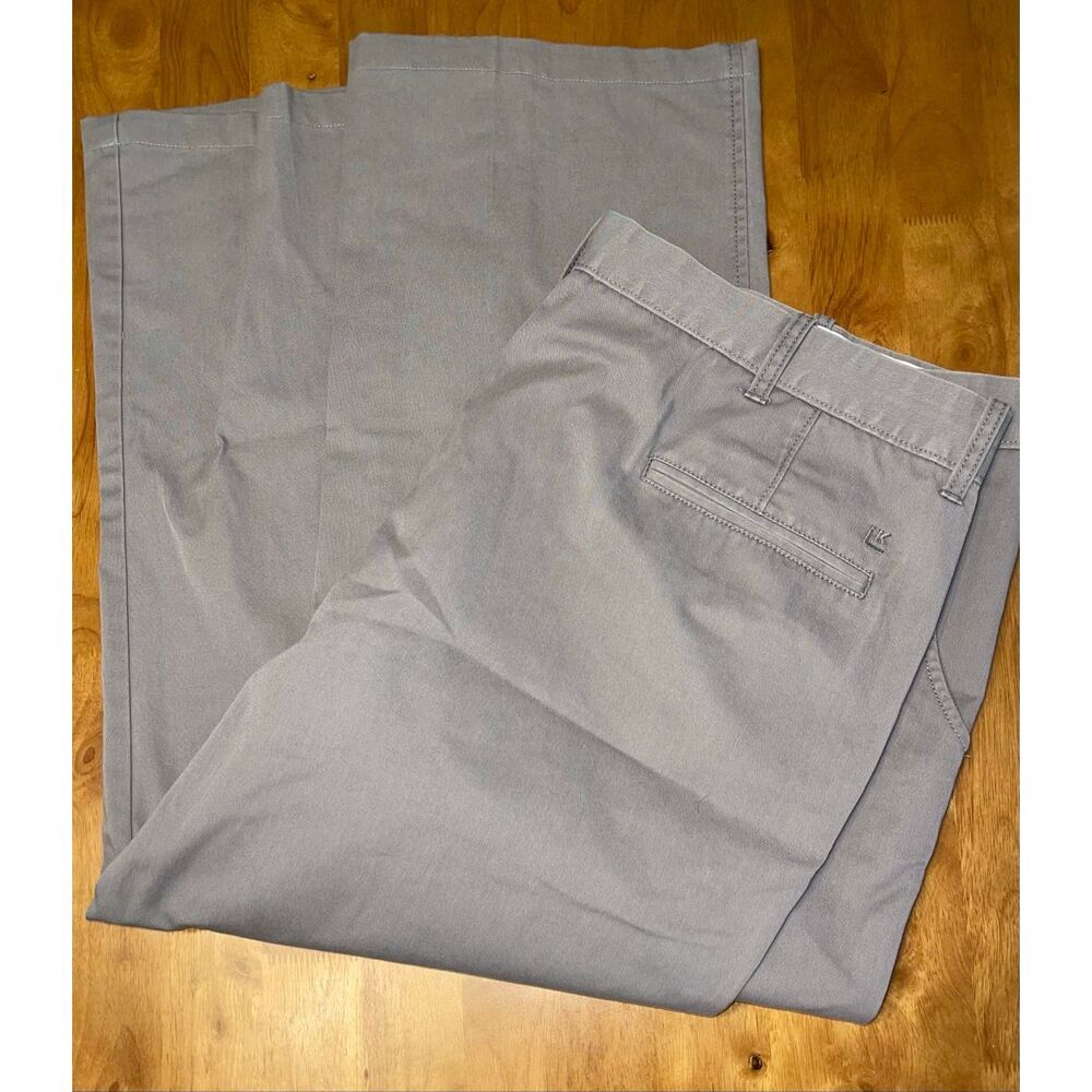 Haggar Life Khaki LK Pants‎ Mens Khaki Beige Plain Front Straight Leg 42x30